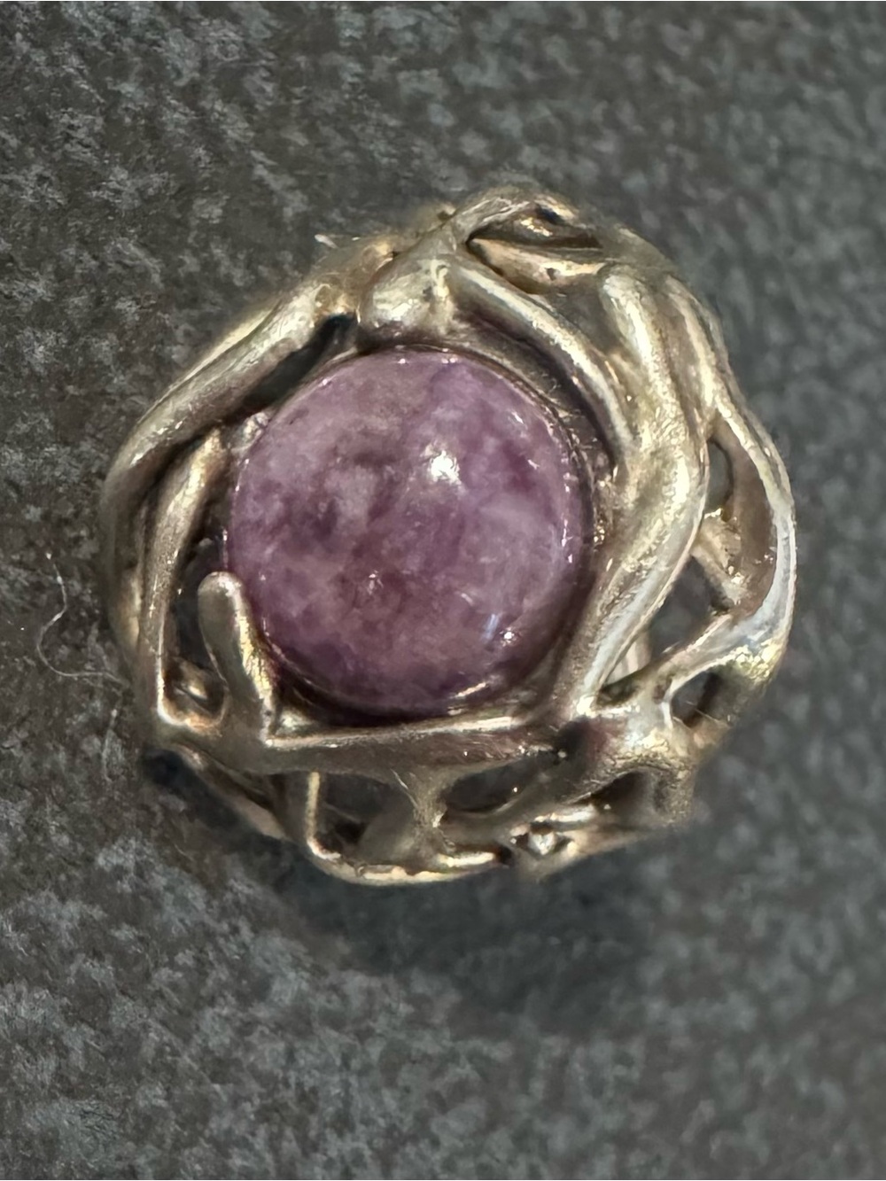 Sterling Silver Purple Cabochon Artisanal Ring size 8 - Picture 2 of 7
